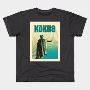 King Kamehameha showing Kokua Kids T-Shirt